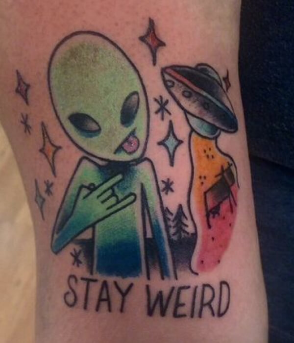 Funny alien tattoo