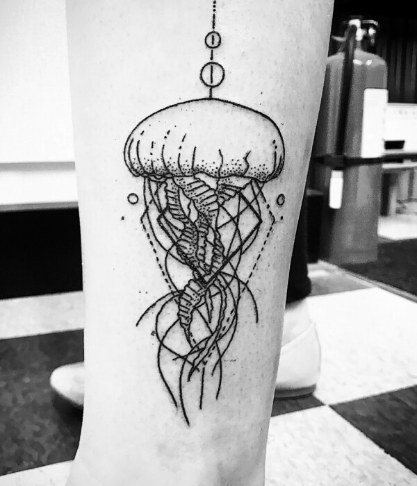 Geometric jellyfish tattoo