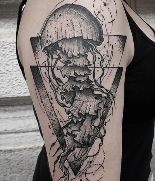 Geometric jellyfish tattoo