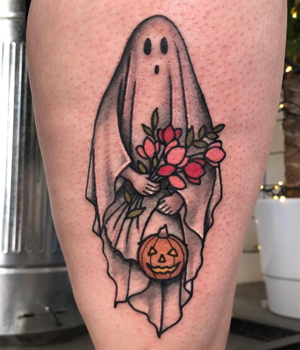 Halloween tattoo with plants