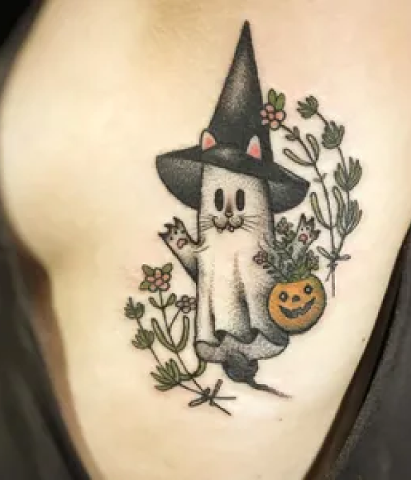 Halloween tattoo with plants