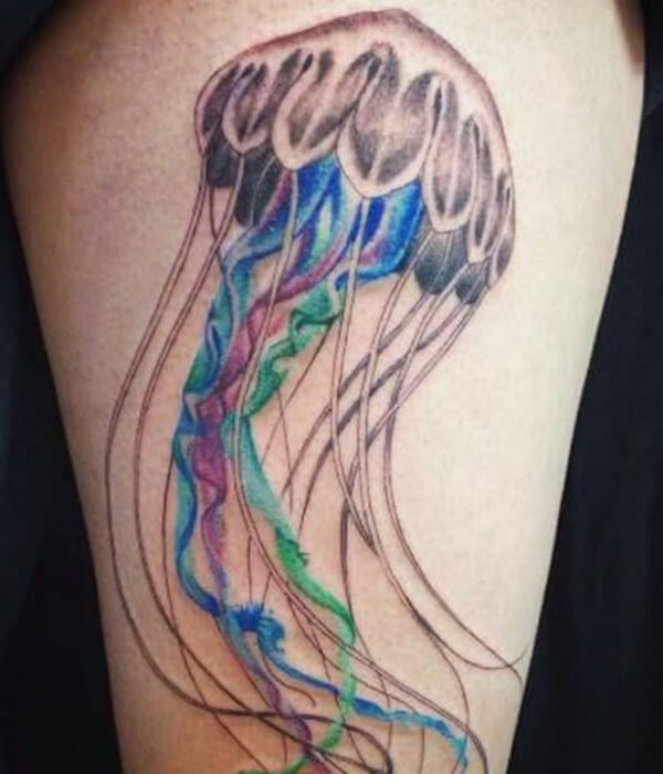 Jellyfish Tattoo on Thigh