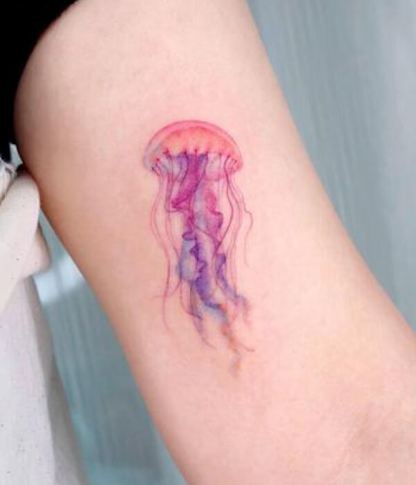 Pink jellyfish tattoo