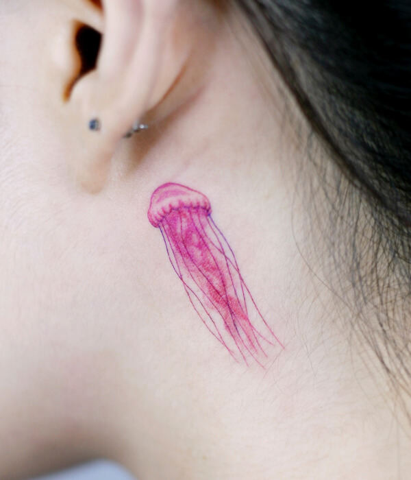 Pink jellyfish tattoo