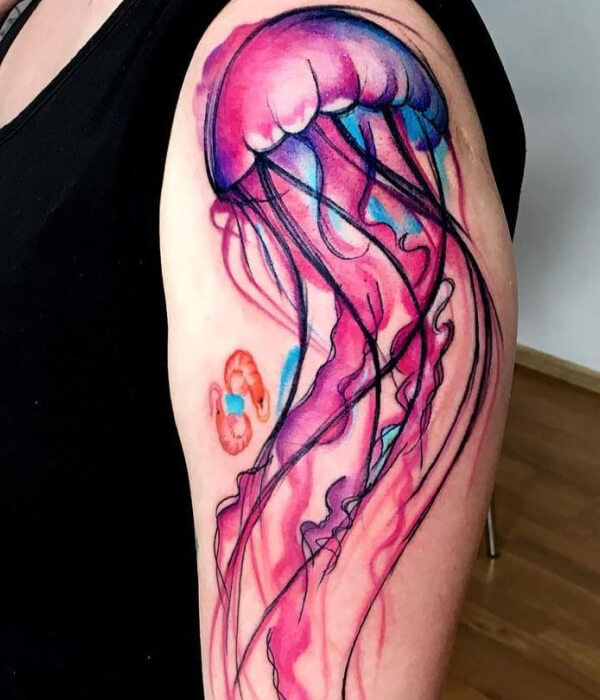 Pink jellyfish tattoo