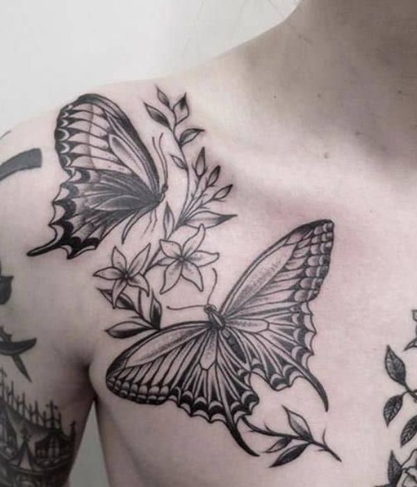 Plant tattoo with butterfly