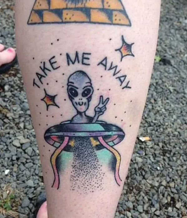 Shooting alien tattoo