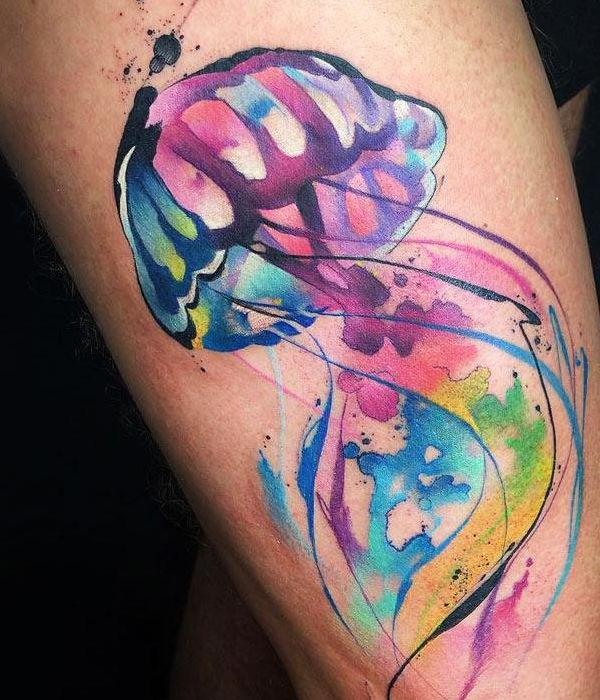 Watercolor jellyfish tattoo