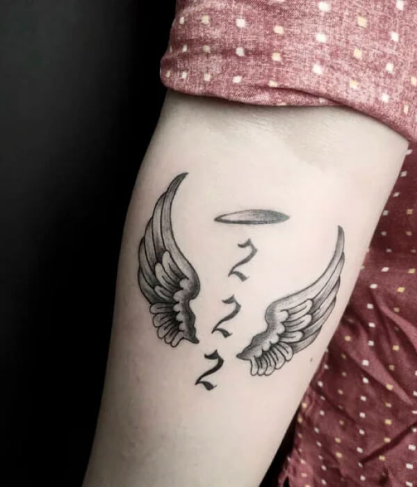 222 angle number tattoo