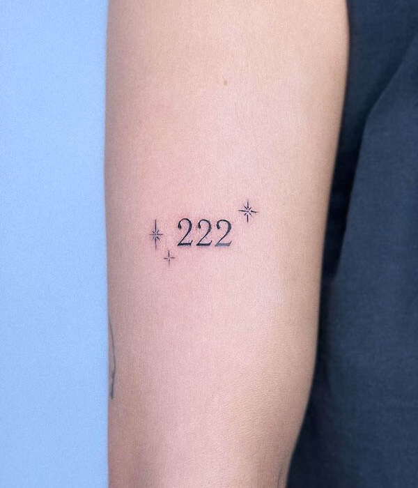 222 angle number tattoo