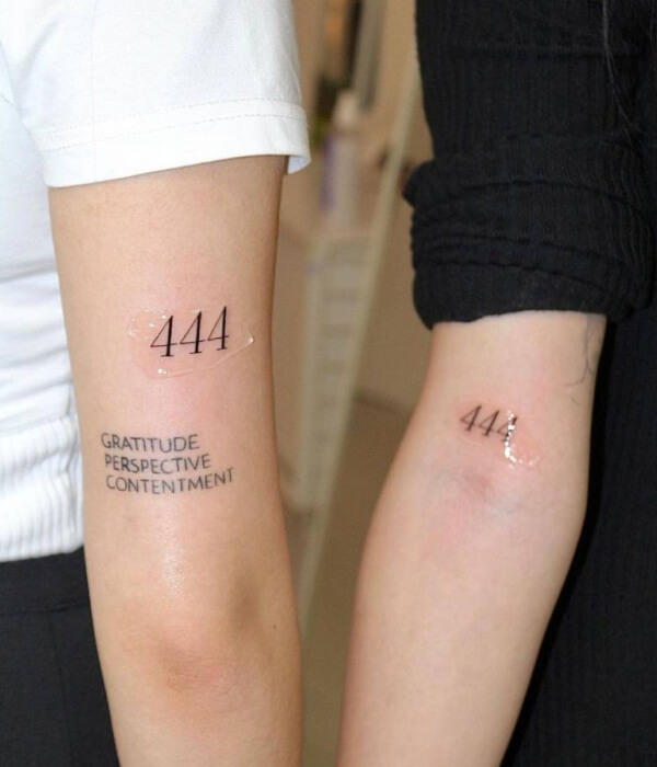 444 angel number tattoo small