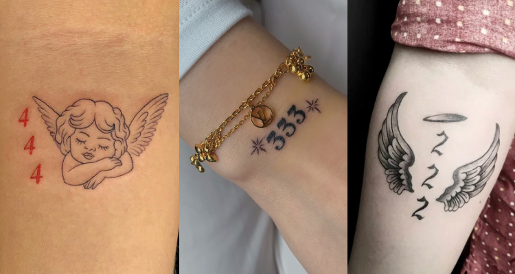 Small 333 Angel Number Temporary Tattoo  Set of 3  Tatteco