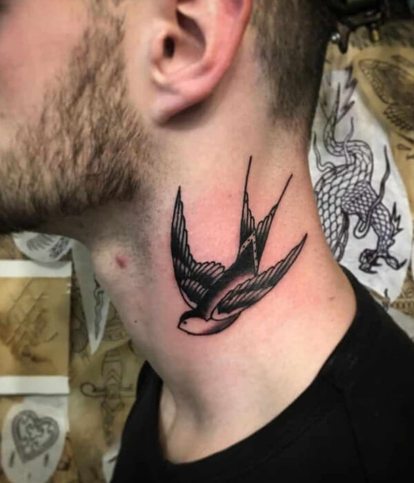 Black swallow tattoo design