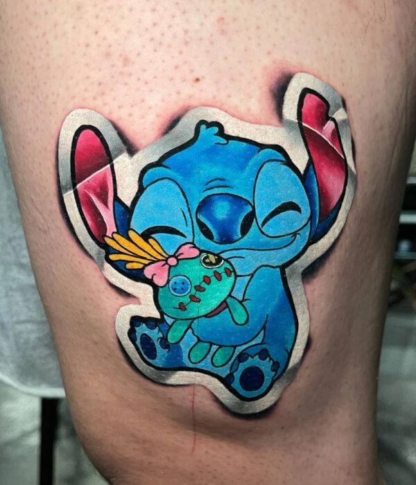 Cartoon-inspired stitch tattoo