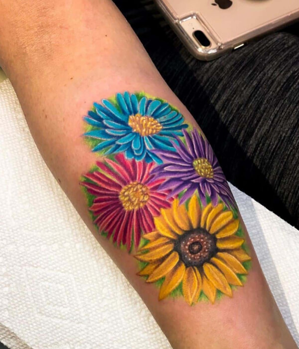 Colorful daisy tattoo designs
