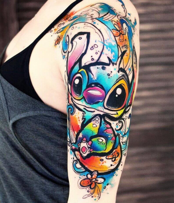 Colorful stitch tattoo