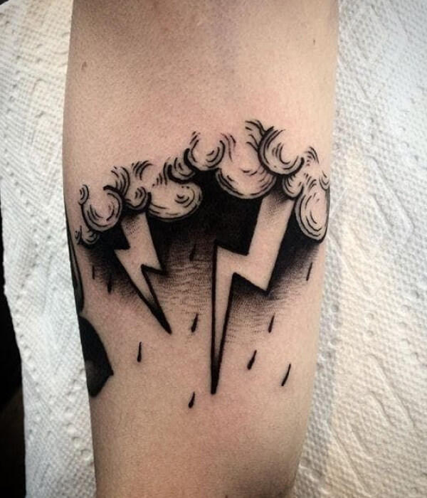 Dark cloud lightning tattoo