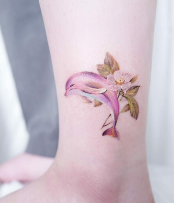 Dolphin tattoo designs with flowers