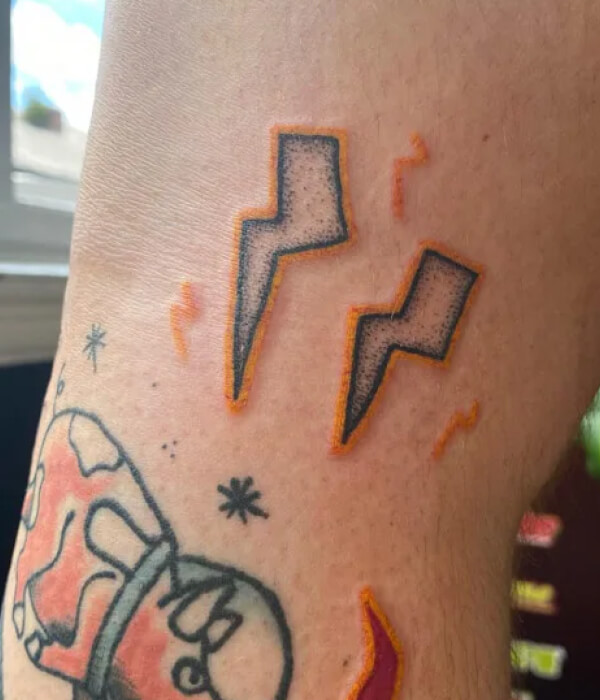 Double lightning bolt tattoo