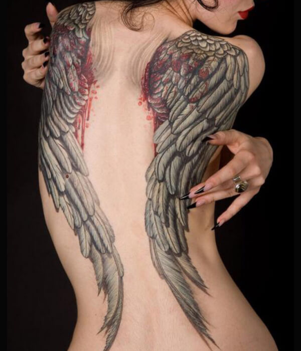 Fallen Angel Wing Tattoo