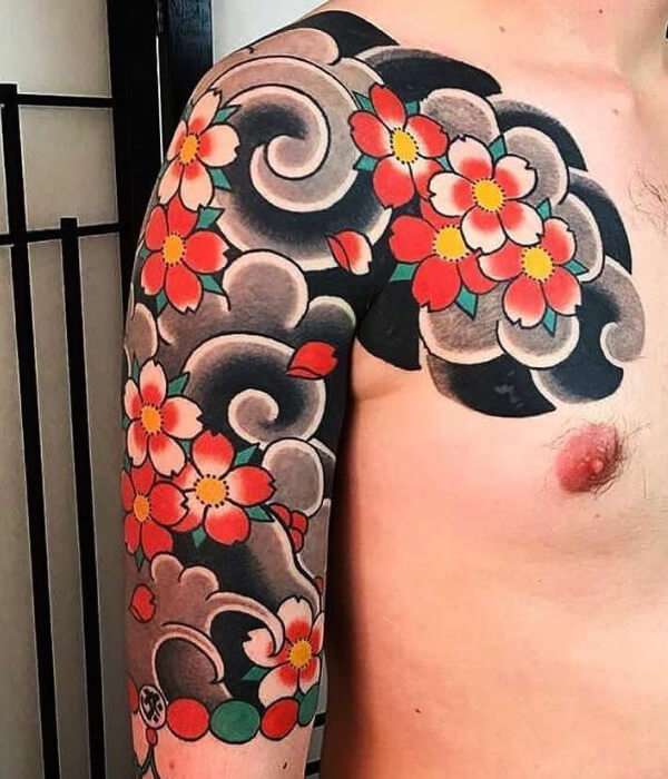 Floral Yakuza tattoo