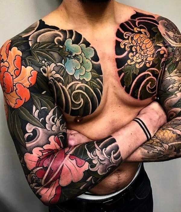 Floral Yakuza tattoo