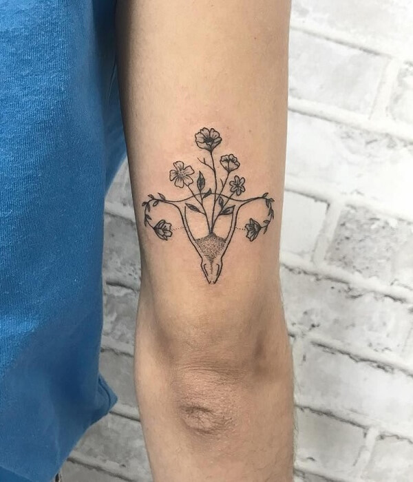 Floral womb tattoo