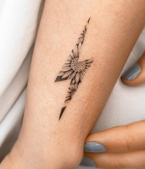 Flowery lightning tattoo
