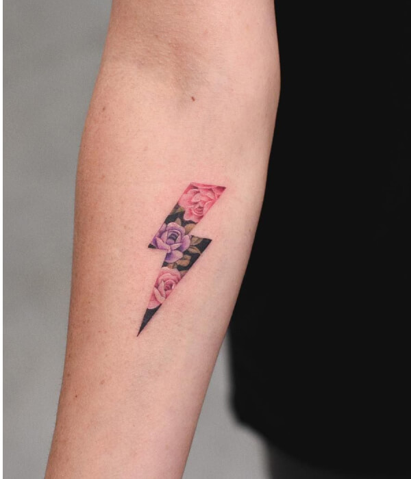 Flowery lightning tattoo