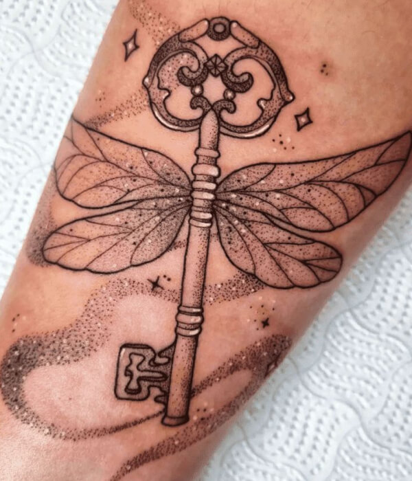 Flying Key Tattoo Idea