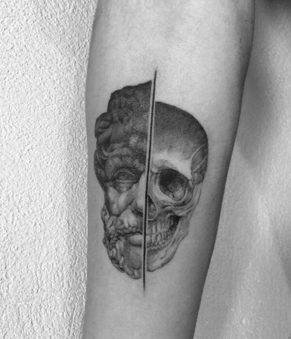 Greek portrait tattoo