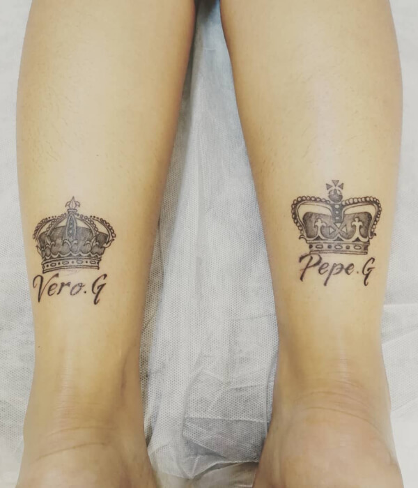 King and Queen tattoo with name