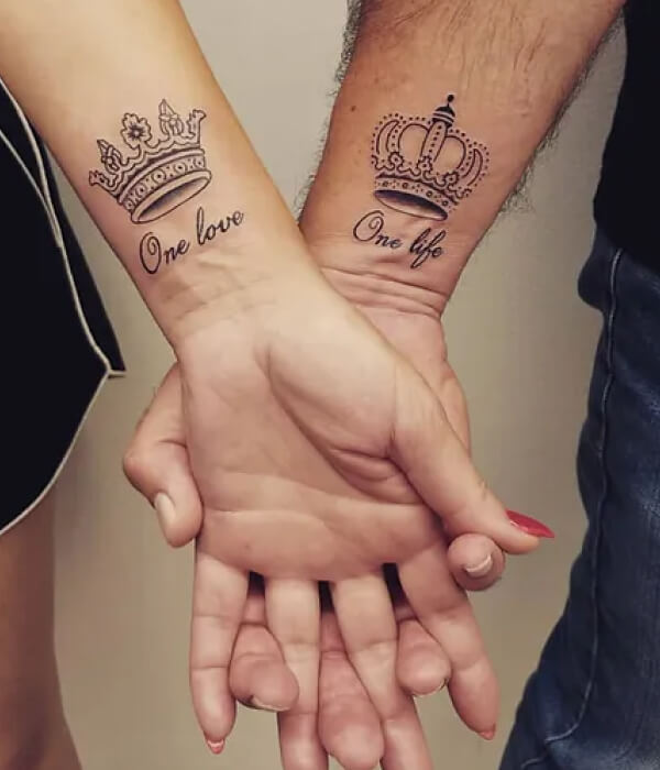 King and Queen tattoo with name
