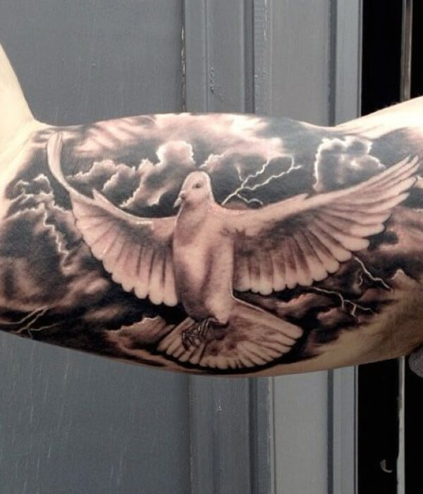 Lightning tattoo with bird