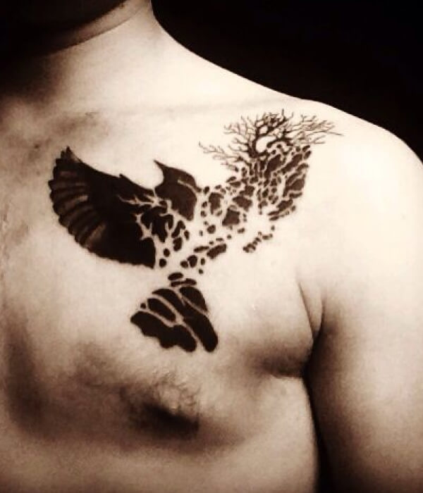 Lightning tattoo with bird