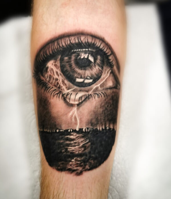 Lightning tattoo with eye