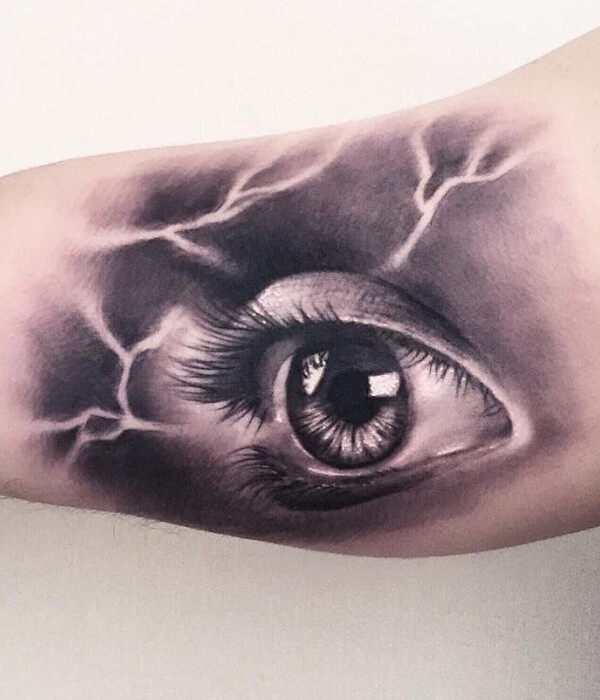 Lightning tattoo with eye