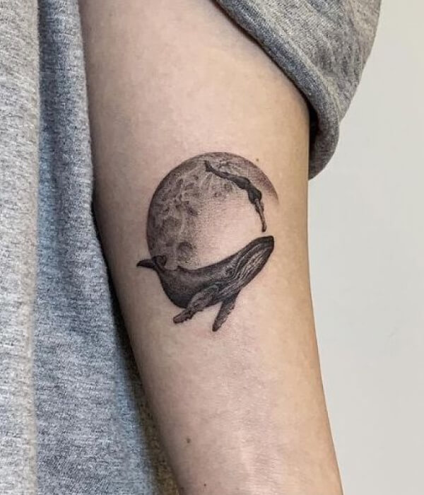 Lunar dolphin tattoo designs