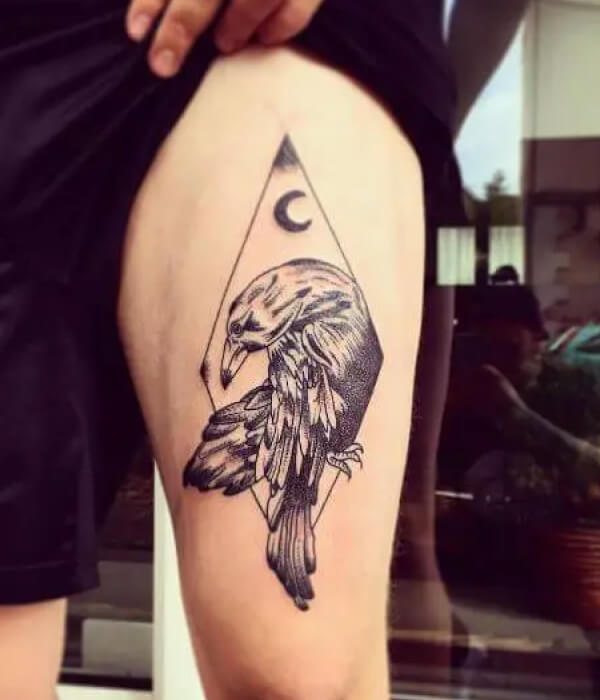 Moon raven tattoo