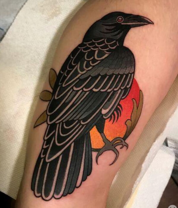 Old school raven tattoo