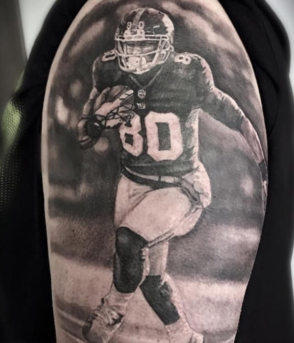 Realistic American football tattoo