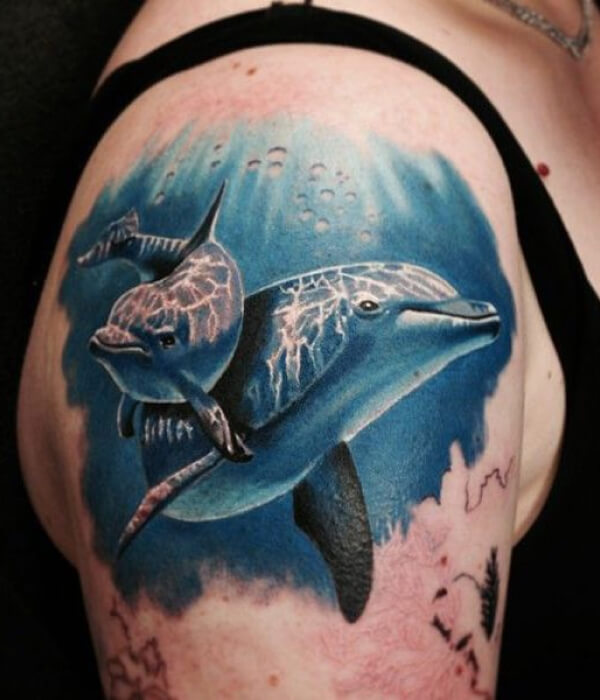 Realistic dolphin tattoo
