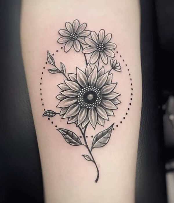 Sunflower with daisy tattoo
