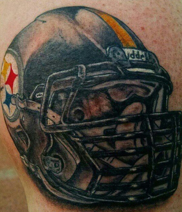 The Pittsburgh Steelers helmet tattoo