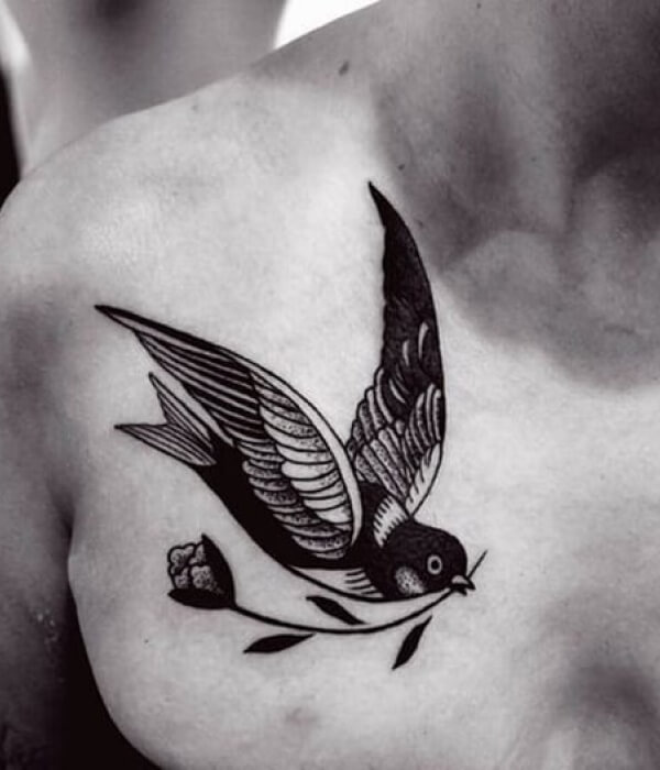 Traditional black and white swallow tattoo design