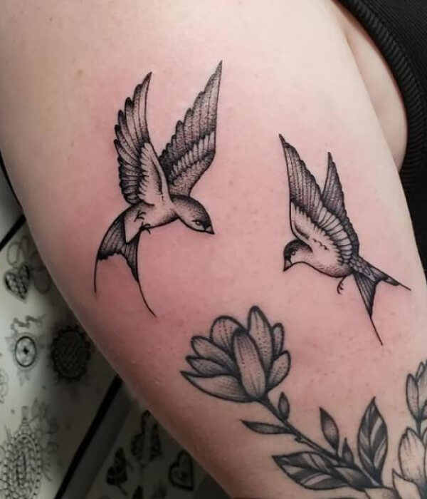 Two sparrows tattoo