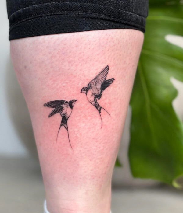 Two sparrows tattoo