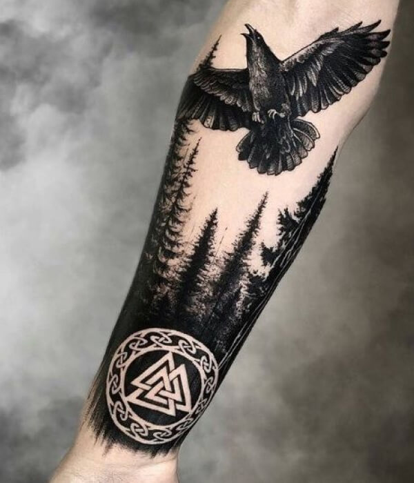 Viking raven tattoo