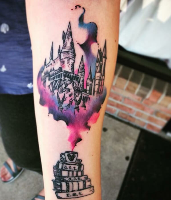 Watercolor Hogwarts school design