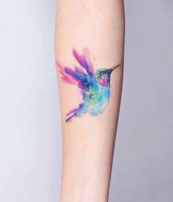 Watercolor sparrow tattoo